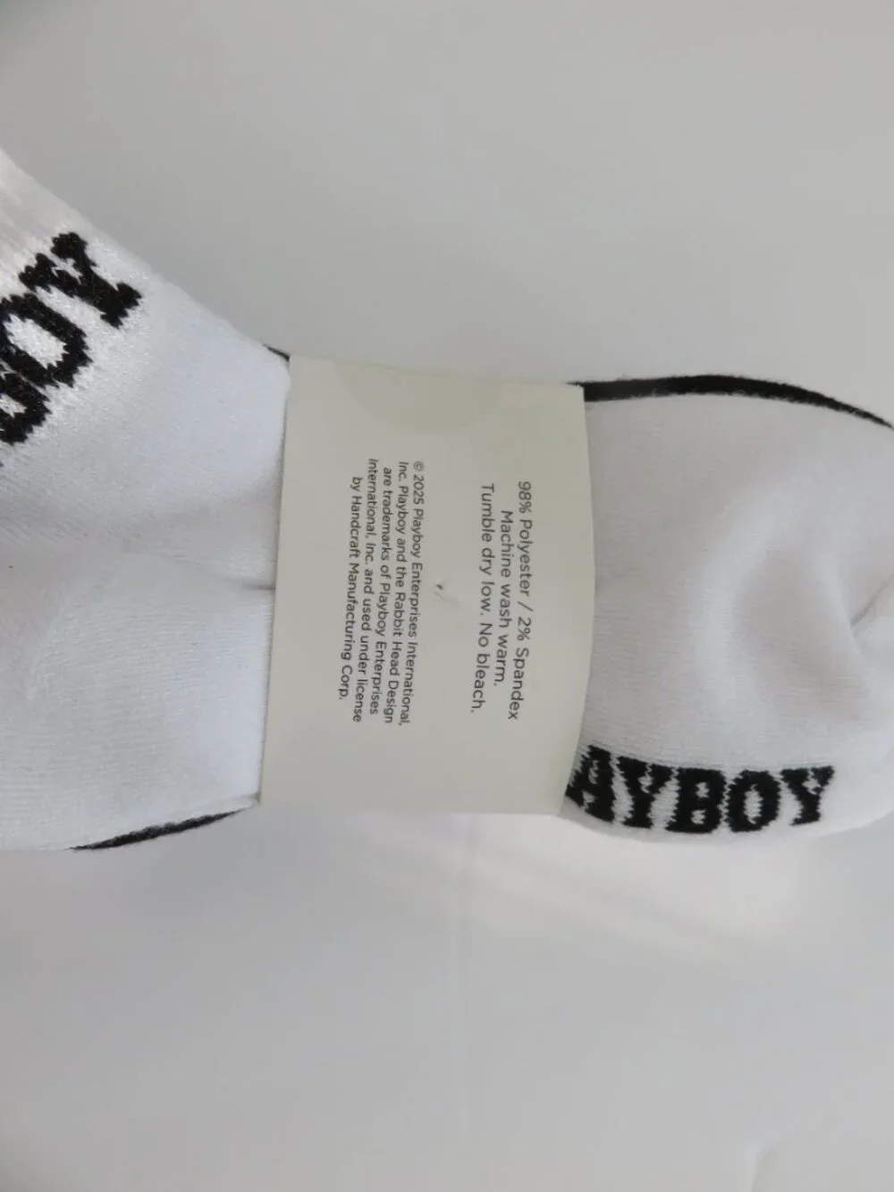 (#142) Playboy White n Black 5-PK Signature Logo Bunny Cushioned Crew Socks